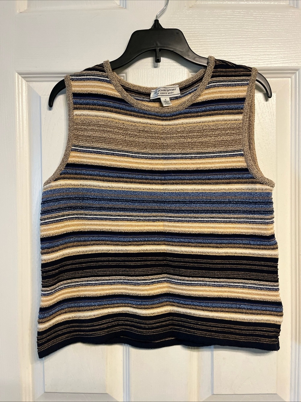 St. John Striped Knit Tank Top striped. Petite